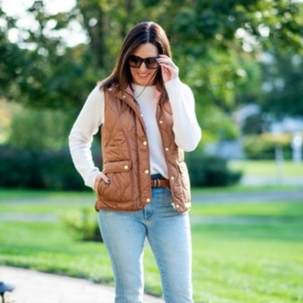 J. Crew Signature Puffer Vest Recycled Primaloft Brown XS - Picture 2 of 11